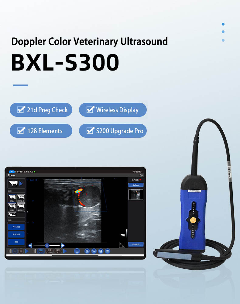 BXL-S300 Doppler Cattle & Horse Pregnancy Scanner, 128-Sondar, S200 Upgrade